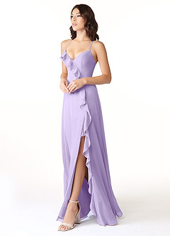 Azazie Tarni Bridesmaid Dresses Lilac A-Line Chiffon Dress image3