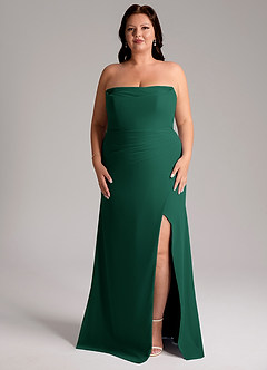 Azazie Leonis Bridesmaid Dresses Emerald Sheath Strapless Chiffon Convertible Dress image11