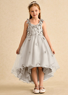 Azazie Tweety Flower Girl Dresses Frost A-Line Lace Tulle Dress image3