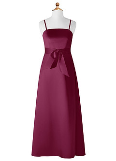 Azazie Anina Junior Mulberry A-Line Bow Matte Satin Dress image7