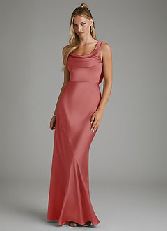 Azazie Elena At-home Try On Dresses Dusty Sage Mermaid Pleated Stretch Satin Dress image1