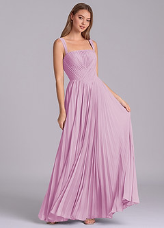 Azazie Mina Jurken voor bruidsmeisjes Jurk van Chiffon met A-Lijn Geplooid Snoep Roze image3