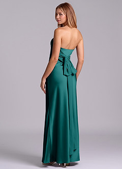 Azazie Ailanie Brudtärnklänningar Klä av Tubklänning i Stretch Satin Axelbandslös Påfågelblå image2