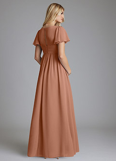 Azazie Verna Maternity Bridesmaid Dresses A-Line V-Neck Ruched Chiffon Floor-Length Dress image2