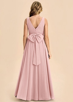 Azazie Hathaway Junior Robe Trapèze en Mousseline de soie Arc Rose Poudré image1