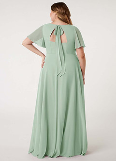 Azazie Kimber Bridesmaid Dresses Agave A-Line Flounce Sleeve Chiffon Dress image10