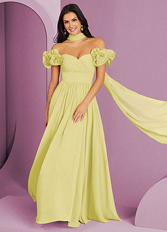 Barbie ♥ Azazie Bridesmaid Dresses Lemon Sorbet A-Line Off the Shoulder Chiffon Convertible Dress image1