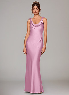 Azazie Rylina Bridesmaid Dresses Candy Pink Mermaid Stretch Satin Dress image1