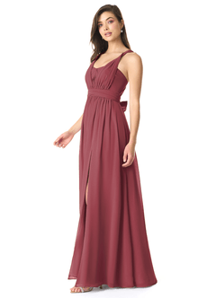 Azazie Olani Bridesmaid Dresses Merlot A-Line Off the Shoulder Chiffon Convertible Dress image4