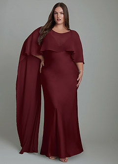 Azazie Stefania Bridesmaid Dresses Cabernet A-Line Stretch Satin Dress image9