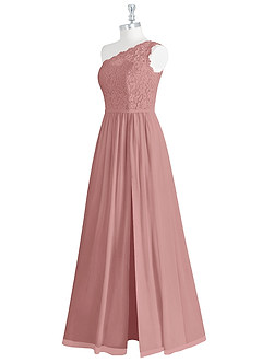 Azazie Demi Bridesmaid Dresses Dusty Rose A-Line One Shoulder Chiffon Dress image10
