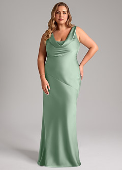 Azazie Rylina Robes de demoiselle d'honneur Robe Sirène en Satin extensible Agave image7