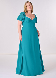 Barbie ♥ Azazie Bridesmaid Dresses Jade A-Line Pleated Chiffon Dress image7