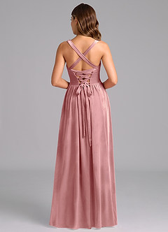Azazie Francis Robes de demoiselle d'honneur Robe Trapèze en velours Corset Rose Poussiéreuse image5