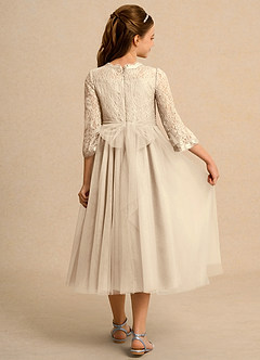 Azazie Lamb Girl Abiti da Ragazza di Fiori Abito Principessa in Pizzo Champagne image2