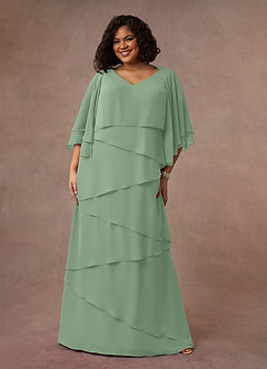 Azazie OHara Mother of the Bride Dresses Matcha A-Line V-Neck Chiffon Dress image19