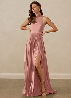 Christian Siriano Bridal for Azazie 1007 Bridesmaid Dresses Rosette A-Line Pleated Stretch Satin Dress image4