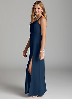 Azazie Becca Junior Robe Sirène en Mousseline de soie Bleu Marine Foncé image6