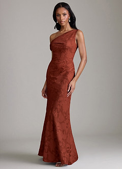 Azazie Emerson Bridesmaid Dresses Terracotta Mermaid Off the Shoulder Floral Burnout Dress image5