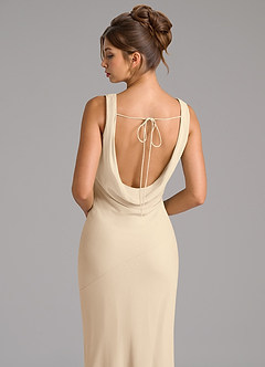 Azazie Rylina Bridesmaid Dresses Champagne Mermaid Pleated Chiffon Dress image2