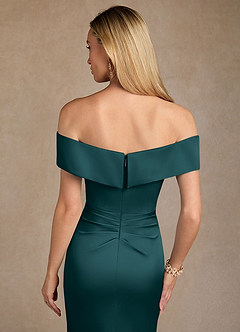 Azazie Laredo Mother of the Bride Dresses Pine Mermaid Off the Shoulder Stretch Satin Dress image7