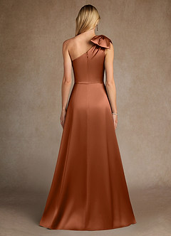 Azazie Easton Mother of the Bride Dresses Copper A-Line One Shoulder Stretch Satin Dress image3