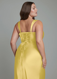 Azazie Agustina Bridesmaid Dresses Canary Mermaid Corset Stretch Satin Dress image13