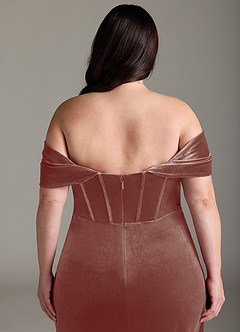 Azazie Jas Bridesmaid Dresses Rustic Rose Sheath Off-The-Shoulder Corset Velvet Convertible Dress image16