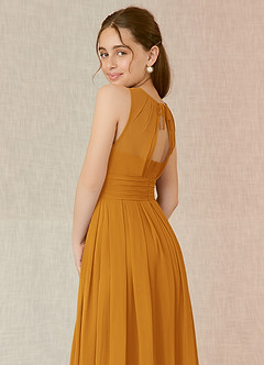 Azazie Bibiane Junior Butterscotch A-Line Pleated Chiffon Dress image16
