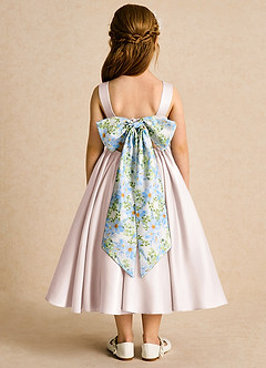Azazie Doodlebug Flower Girl Dresses Rose Petal A-Line Bow Matte Satin Dress image1