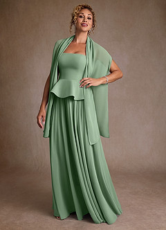 Azazie Josabeth Final Sale Matcha A-Line Pleated Chiffon Dress image2