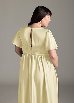 Azazie Verna Maternity Bridesmaid Dresses A-Line Ruched Stretch Satin Floor-Length Dress image10