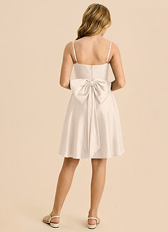 Azazie Bear Junior White Alabaster A-Line Sweetheart Neckline Stretch Satin Dress image2