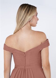 Azazie Audrianna Robes de demoiselle d'honneur Robe Trapèze Convertible en Mousseline de soie Schulterfrei gerafft Rose De Cèdre image6