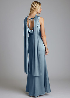 Azazie Tallie Bridesmaid Dresses Dusty Blue Mermaid Pleated Stretch Satin Dress image4