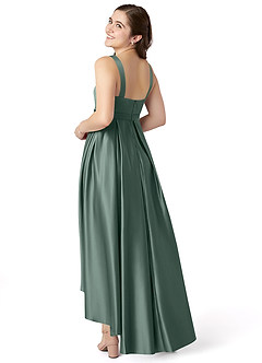 Azazie Inaya Junior A-Linie Gürtel/Schärpe Stretch-Satin Kleid Seemoos image3