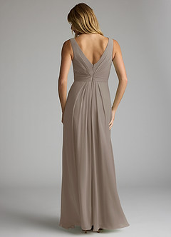 Azazie Gina Bridesmaid Dresses Taupe A-Line V-Neck Pleated Chiffon Dress image5