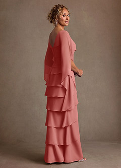 Azazie Arabinda Abiti per la Madre della Sposa Abito Tubino in Chiffon Increspato Rosa Antica image2