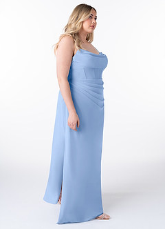 Azazie Mai Bridesmaid Dresses Steel Blue Sheath Pleated Chiffon Dress image10