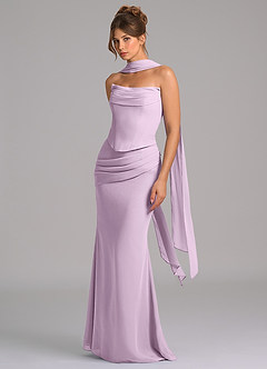 Azazie Sorrel Bridesmaid Dresses Frosted Lilac Mermaid Corset Chiffon Dress image5
