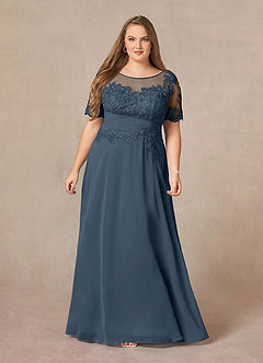 Azazie Raissa Mother of the Bride Dresses Neptune A-Line Lace Chiffon Dress image12