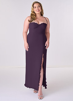 Barbie ♥ Azazie Bridesmaid Dresses Plum Sheath Corset Chiffon Dress image6