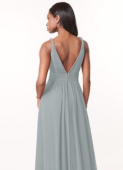Azazie Maren Vestidos de damas de honor Vestido de Gris Delfín de Gasa de Corte En A con Plisado image5