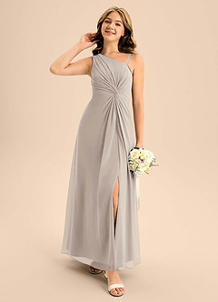 Azazie Brooke Junior Vestido de Escarcha de Gasa de Corte en A con Corte Lateral image3