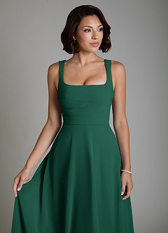 Azazie Azaria Bridesmaid Dresses Emerald A-Line Corset Chiffon Dress image3