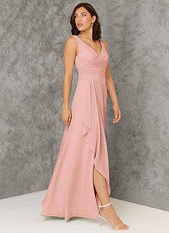 Azazie Kori Bridesmaid Dresses Rosette A-Line Pleated Chiffon Dress image3