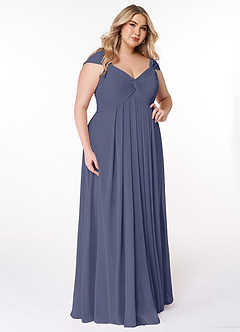 Azazie Kaitlynn Bridesmaid Dresses Stormy Empire Ruched Chiffon Convertible Dress image12