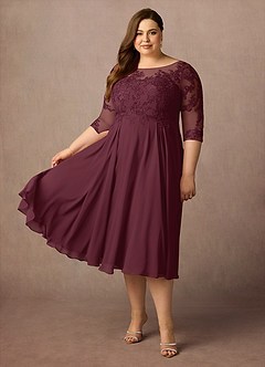 Azazie Marge Mother of the Bride Dresses Cabernet A-Line Scoop Lace Chiffon Dress image8