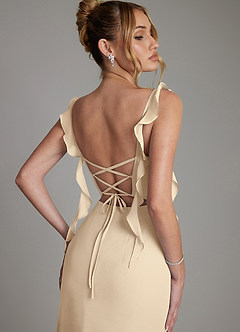 Azazie Jessamine Abiti da Damigella Abito Sirena in Chiffon Corsetto Champagne image2