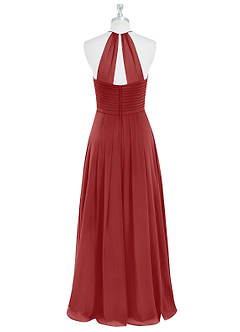 Azazie Ginger Bridesmaid Dresses Rust A-Line Halter Pleated Chiffon Dress image7